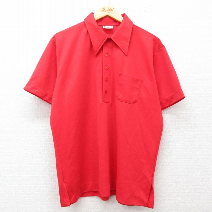 【50%OFF】キングルイ 70s 半袖ボウリングポロシャツ レッド XL | 古着