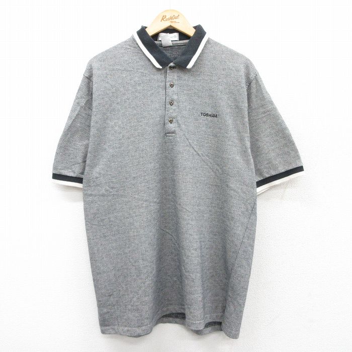 XL★古着 マンシングウェア 半袖 ポロ シャツ メンズ 90年代 90s 東芝 TOSHIBA コットン グレー他 【spe】 25jul22 中古 トップス