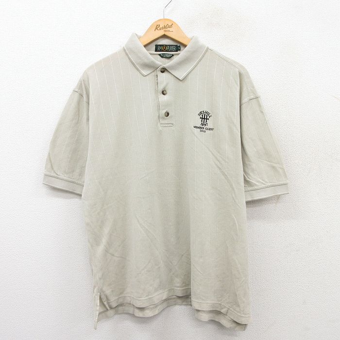 XL★古着 半袖 ポロ シャツ メンズ 00年代 00s IVES HILL コットン ベージュ系 カーキ 25jul22 中古 トップス