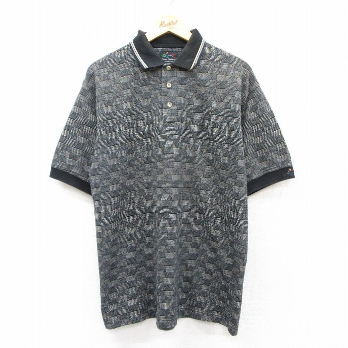 L★古着 グレッグノーマン 半袖 ポロ シャツ メンズ コットン 濃グレー他 25jul22 中古 トップス