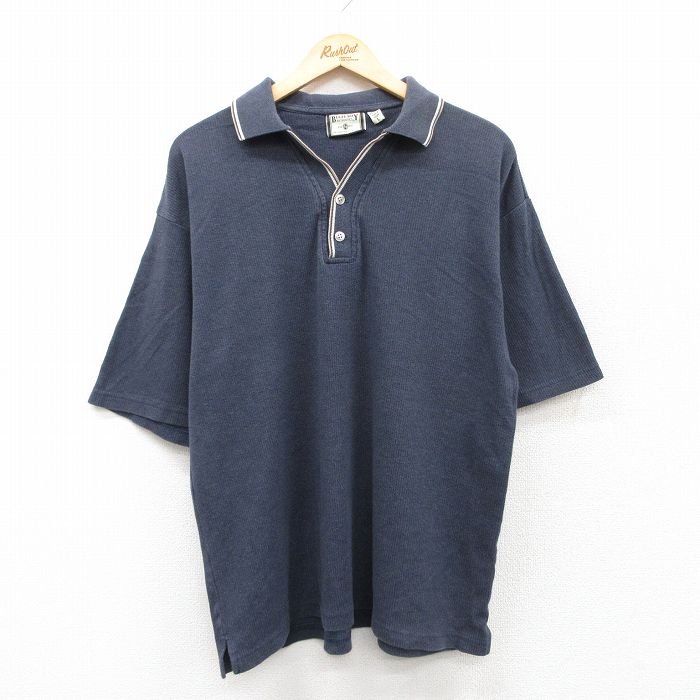XL★古着 ビューグルボーイ 半袖 ポロ シャツ メンズ 紺 ネイビー 25jul22 中古 トップス
