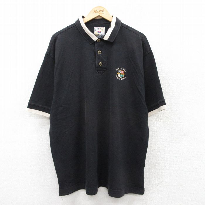 XL★古着 半袖 ポロ シャツ メンズ 00年代 00s USオープン 大きいサイズ コットン カナダ製 黒他 ブラック 25jul22 中古 トップス