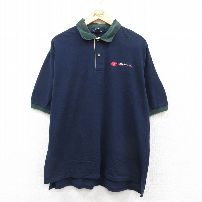 ポロシャツ 90s 半袖ポロシャツ CHARD ネイビー XL | 古着