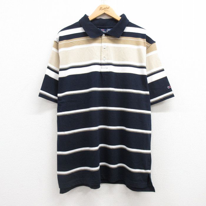XL★古着 ビューグルボーイ 半袖 ポロ シャツ メンズ 濃紺他 ネイビー 25jul22 中古 トップス