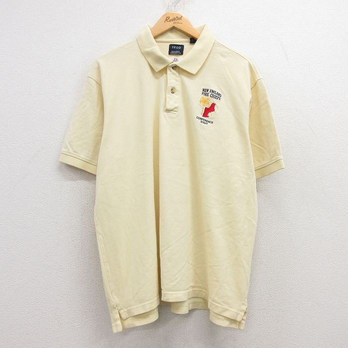 XL★古着 IZOD 半袖 ポロ シャツ メンズ ニューイングランド 鹿の子 大きいサイズ コットン 黄 イエロー 25jul22 中古 トップス