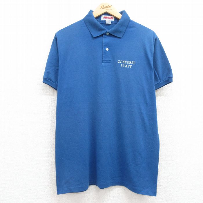 L★古着 ジャージーズ 半袖 ポロ シャツ メンズ 90年代 90s コンバース スタッフ USA製 青 ブルー 25jul22 中古 トップス