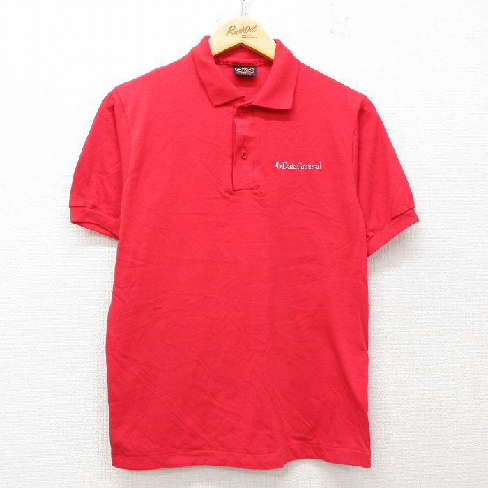S★古着 半袖 ポロ シャツ メンズ 90年代 90s データゼネラル USA製 赤 レッド 25jul23 中古 トップス