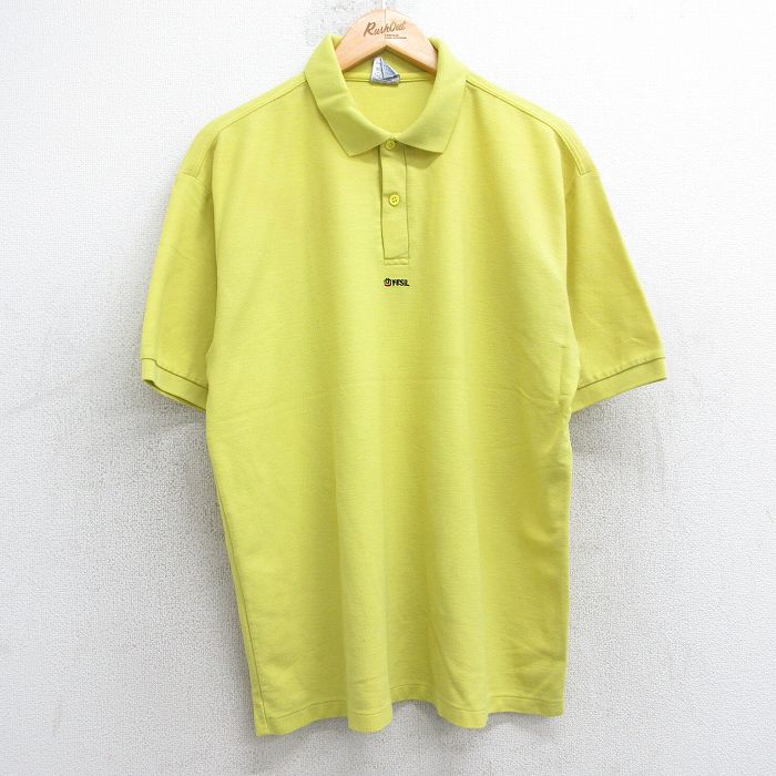 XL★古着 ジャージーズ 半袖 ポロ シャツ メンズ 90年代 90s FESIL 鹿の子 黄色 イエロー 25jul25 中古 トップス