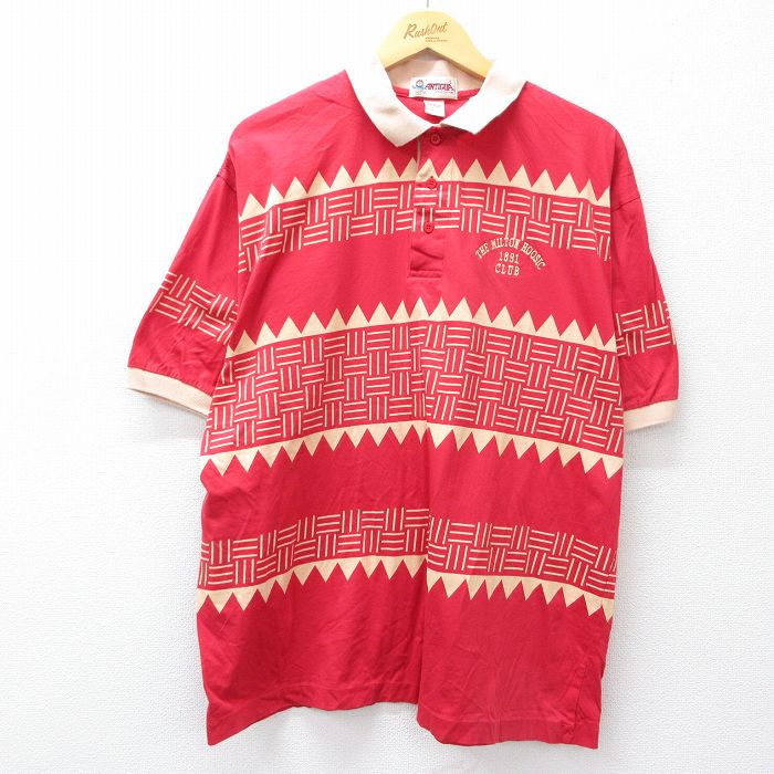 【50%OFF】XL★古着 半袖 ポロ シャツ メンズ 00年代 大きいサイズ コットン 赤 レッド 25jul26 中古 トップス
