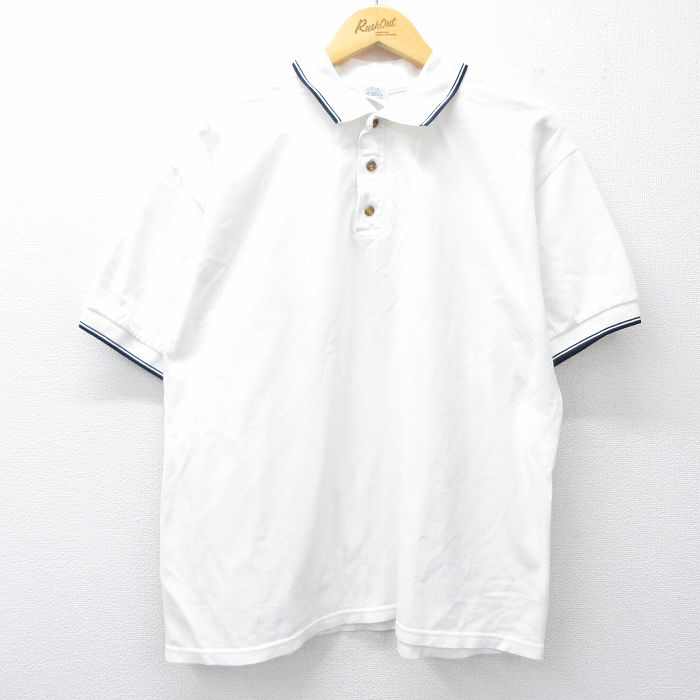 【50%OFF】XL★古着 半袖 ポロ シャツ メンズ 00年代 00s 鹿の子 コットン 白 ホワイト 25jul26 中古 トップス
