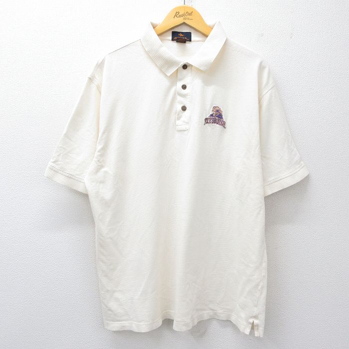 【50%OFF】XL★古着 半袖 ポロ シャツ メンズ 00年代 00s ピッツバーグ 鹿の子 大きいサイズ コットン 生成り 25jul26 中古 トップス