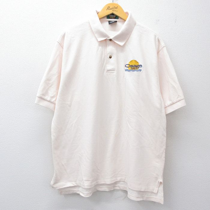 XL★古着 Dunbrooke 半袖 ポロ シャツ メンズ 90年代 90s Osage 鹿の子 大きいサイズ コットン USA製 生成り 25jul26 中古 トップス