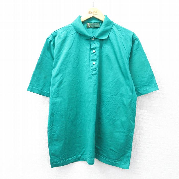 【20%OFF】XL★古着 半袖 ポロ シャツ メンズ 90年代 90s コットン イタリア製 緑 グリーン 25jul30 中古 トップス