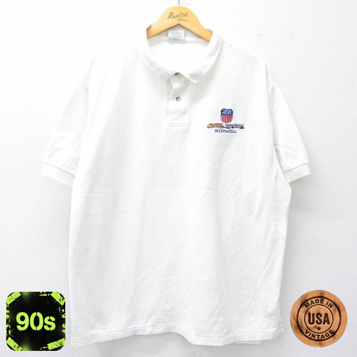 ラルフローレン 90s 半袖ポロシャツ 列車 ホワイト XL | 古着