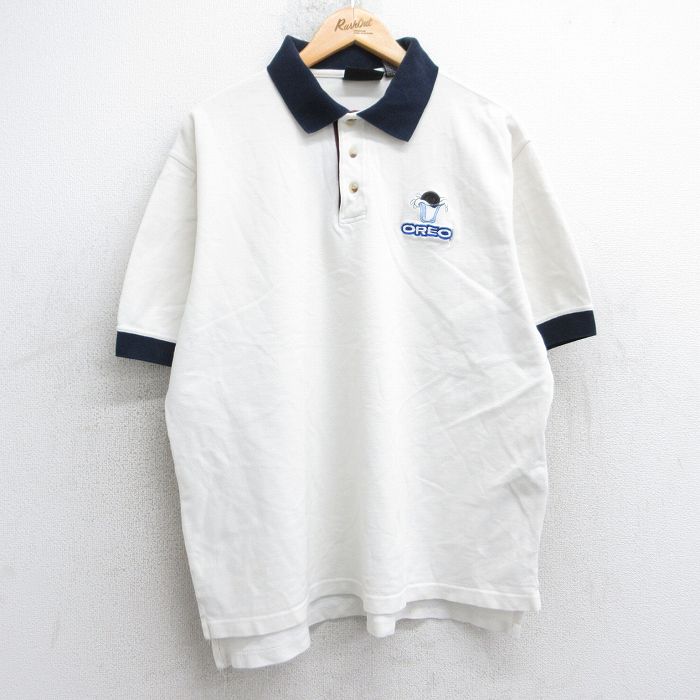 【50%OFF】XL★古着 半袖 ポロ シャツ メンズ 00年代 00s オレオ 鹿の子 大きいサイズ コットン 白 ホワイト 25jul31 中古 トップス