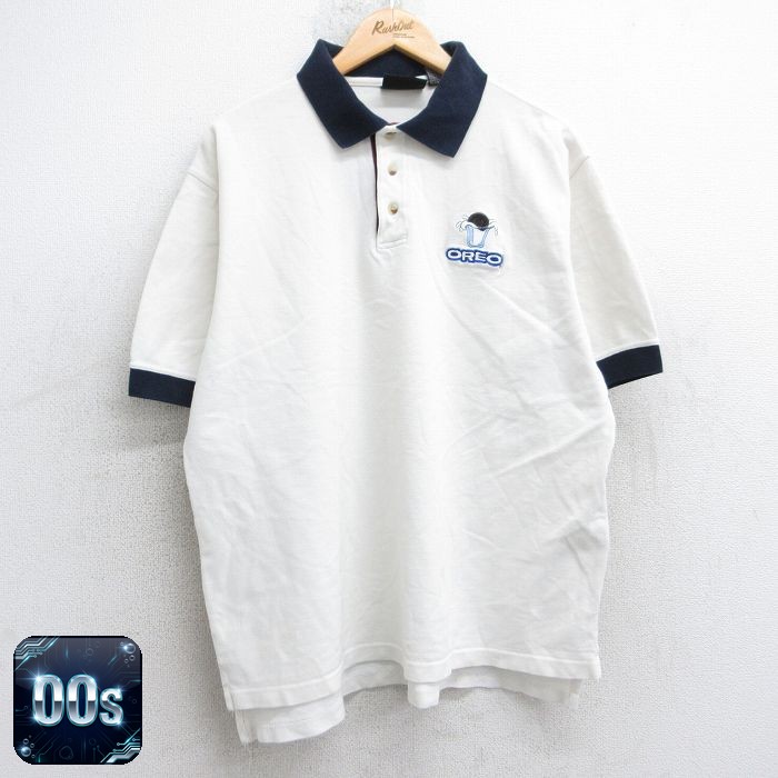 00s 半袖ポロシャツ 鹿の子 ホワイト XL | 古着
