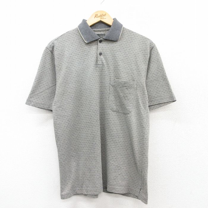 M★古着 バンヒューセン 半袖 ポロ シャツ メンズ グレー他 チェック 25aug01 中古 トップス
