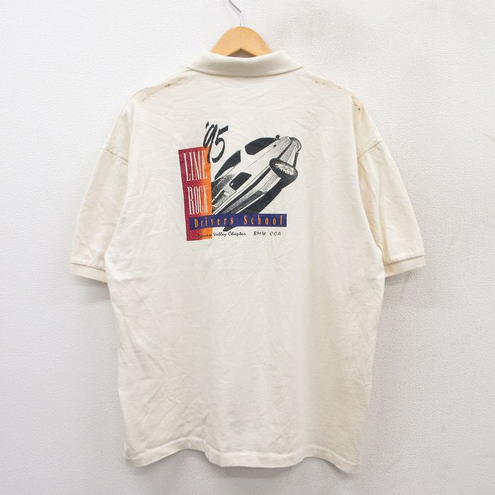 XL★古着 半袖 ポロ シャツ メンズ 90年代 90s LIME ROCK 大きいサイズ コットン USA製 生成り 25aug20 中古 トップス