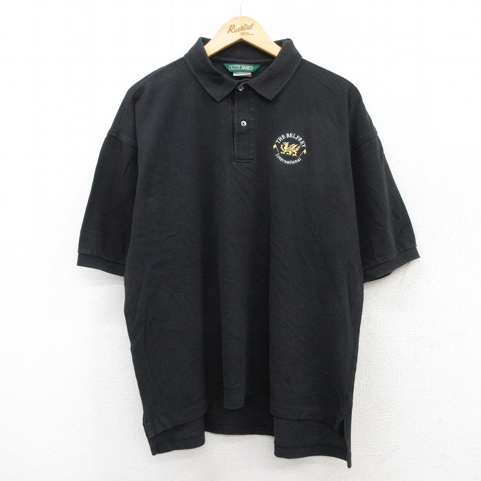 【50%OFF】XL★古着 半袖 ポロ シャツ メンズ 00年代 00s THE BELFREY 鹿の子 大きいサイズ コットン 黒 ブラック 25aug23 中古 トップス
