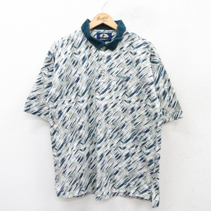 XL★古着 半袖 ポロ シャツ メンズ ゴルフ 東芝 緑他 グリーン 【spe】 25aug23 中古 トップス