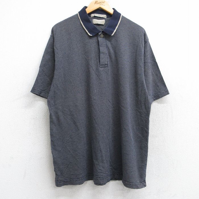 XL★古着 HAGGAR 半袖 ポロ シャツ メンズ 00年代 00s 総柄 コットン 紺他 ネイビー 25aug23 中古 トップス