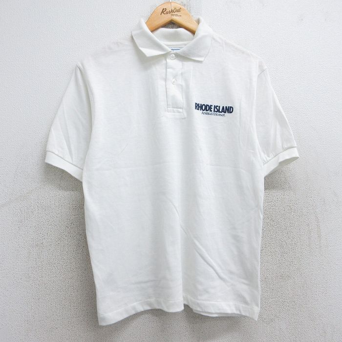 【50%OFF】M★古着 ヘインズ Hanes 半袖 ポロ シャツ メンズ 80年代 80s ロードアイランド USA製 白 ホワイト 25aug23 中古 トップス
