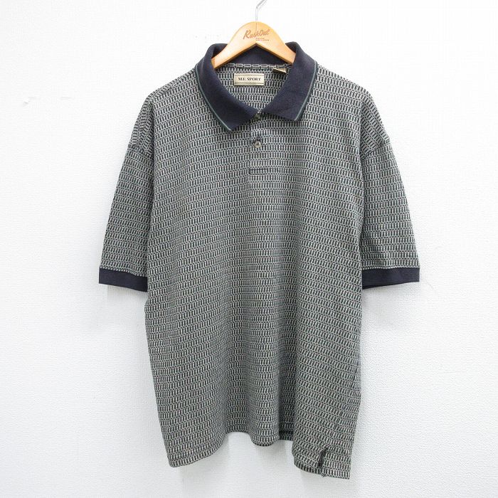 【50%OFF】半袖ポロシャツ 総柄 ブラック XL | 古着
