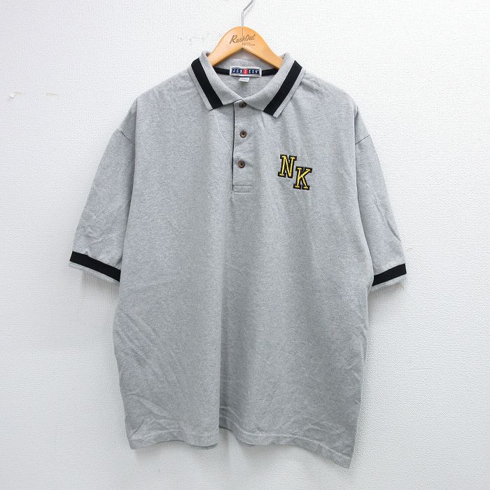 【50%OFF】XL★古着 ジャージーズ 半袖 ポロ シャツ メンズ 00年代 00s NK 鹿の子 大きいサイズ コットン グレー 霜降り 25aug23 中古 トップス