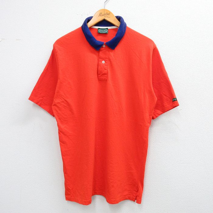 L★古着 IZOD 半袖 ポロ シャツ メンズ 90年代 90s コットン USA製 オレンジ 25aug23 中古 トップス