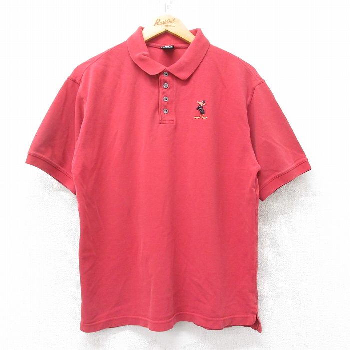 【50%OFF】ルーニーテューンズ 90s 半袖ポロシャツ ダフィーダック レッド L | 古着