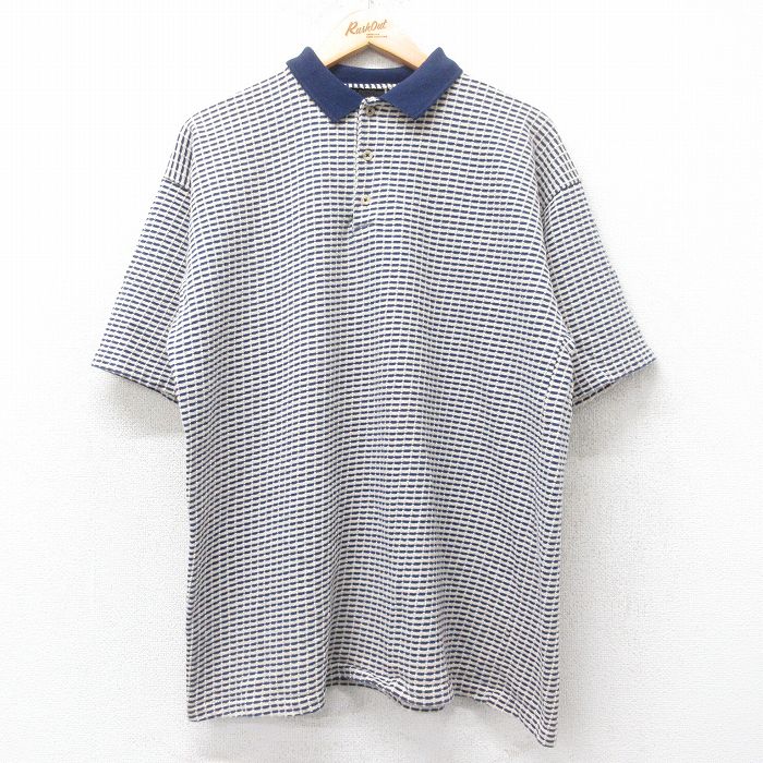 【20%OFF】L★古着 半袖 ポロ シャツ メンズ 90年代 90s 大きいサイズ コットン USA製 生成り他 【spe】 25aug27 中古 トップス