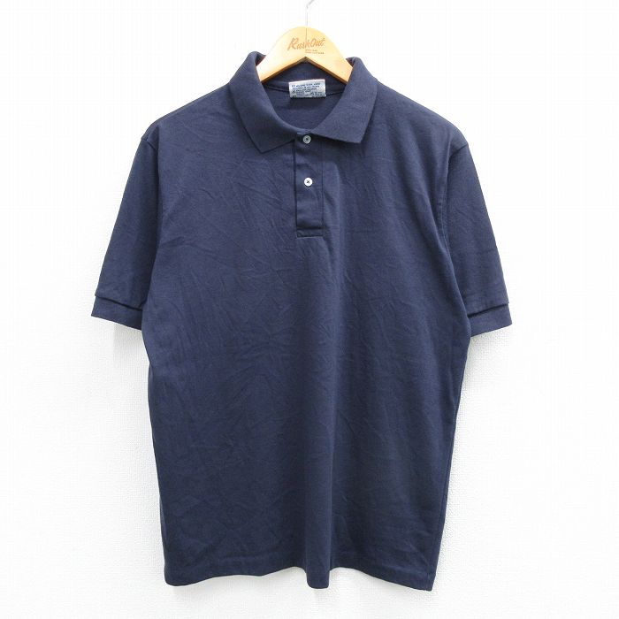 L★古着 ヘインズ Hanes 半袖 ポロ シャツ メンズ 90年代 90s USA製 紺 ネイビー 25sep03 中古 トップス
