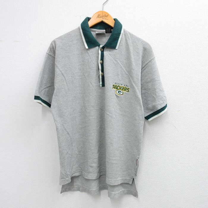 【50%OFF】90s 半袖ポロシャツ グリーンベイパッカーズ グレー L | 古着