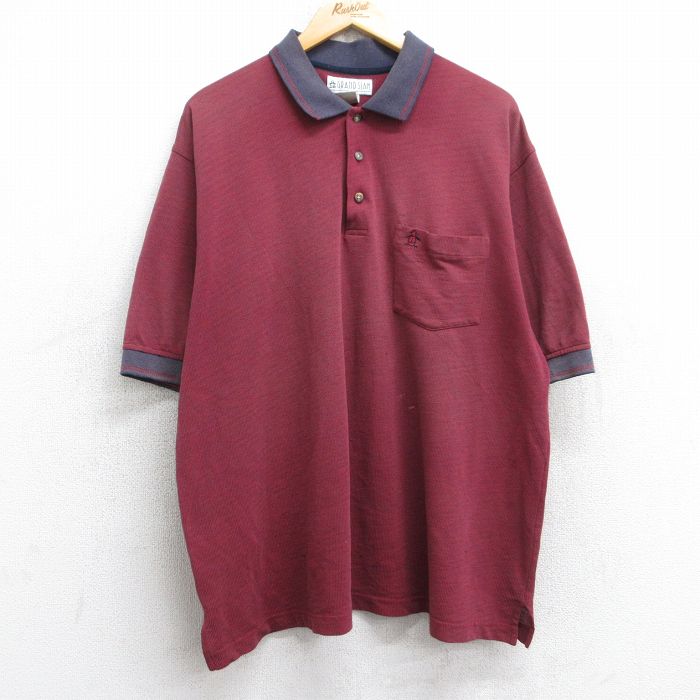【50%OFF】グランドスラム 90s 半袖ポロシャツ ワンポイントロゴ レッド XL | 古着
