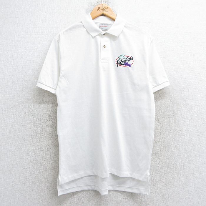 L★古着 半袖 ポロ シャツ メンズ 90年代 90s Robintino ブドウ USA製 白 ホワイト 25sep06 中古 トップス