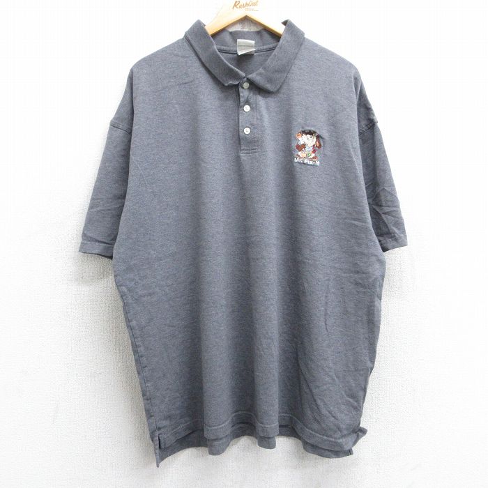 【50%OFF】00s 半袖ポロシャツ タズプリント グレー XL | 古着