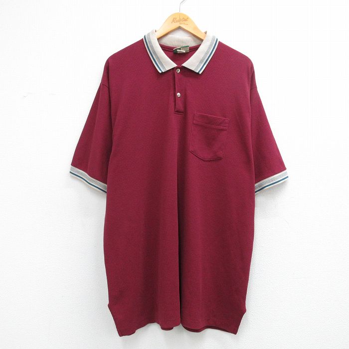 XL★古着 Wear Guard 半袖 ポロ シャツ メンズ 90年代 90s USA製 エンジ他 26mar28