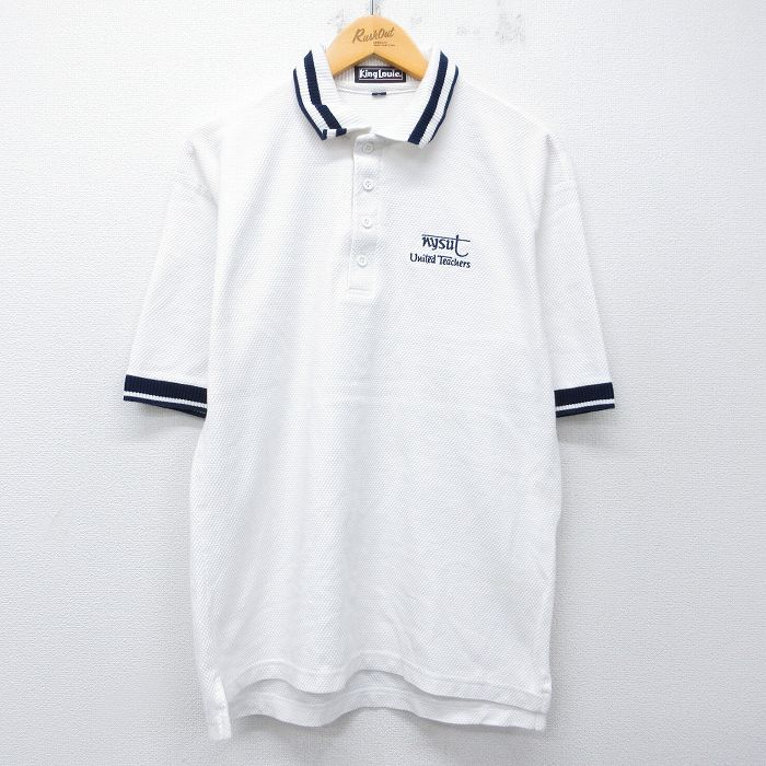 L★古着 キングルイ 半袖 ポロ シャツ メンズ 90年代 90s nysut コットン USA製 白 26apr28