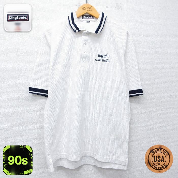 【20%OFF】キングルイ 90s 半袖ポロシャツ nysut ホワイト メンズL相当 | 古着
