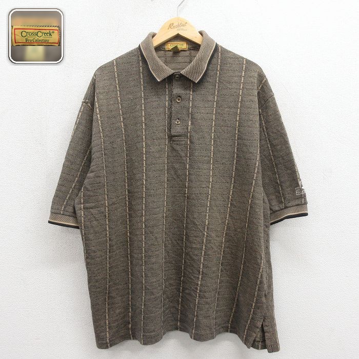 【20%OFF】ポロシャツ ストライプ ベージュ メンズXL相当 | 古着