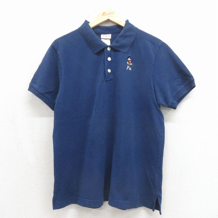 ディズニー 00s 半袖ポロシャツ ミッキー ネイビー XL | 古着