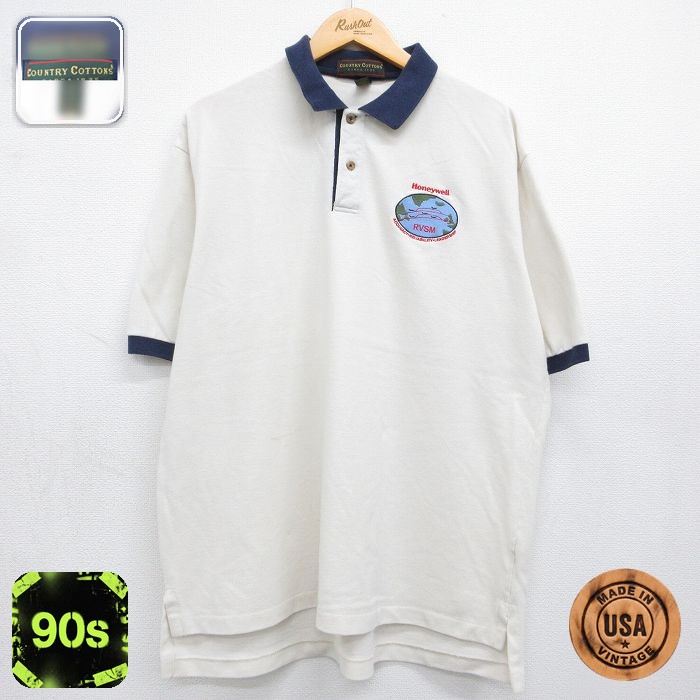 【20%OFF】半袖 ポロ シャツ 90s Honeywell 鹿の子 コットン USA製 ホワイト メンズXL相当 | 古着
