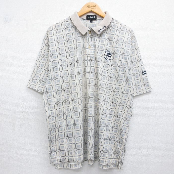 XL★古着 半袖 ポロ シャツ メンズ 90年代 90s ゴルフ 大きいサイズ コットン USA製 ベージュ 26may23