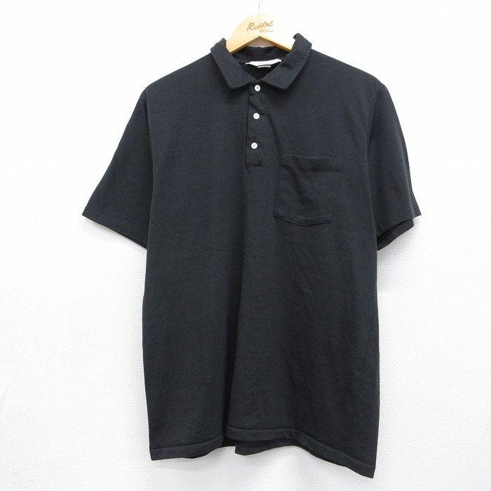 L★古着 半袖 ポロ シャツ メンズ 80年代 80s USA製 ブラック 26may23