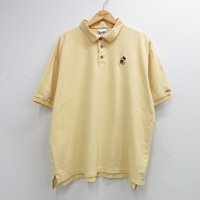 ディズニー 00s 半袖ポロシャツ ミッキー イエロー XL | 古着
