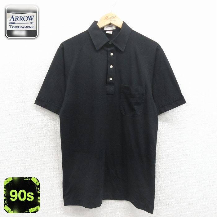 【20%OFF】アロー 90s 半袖ポロシャツ ラグラン ブラック メンズM相当 | 古着