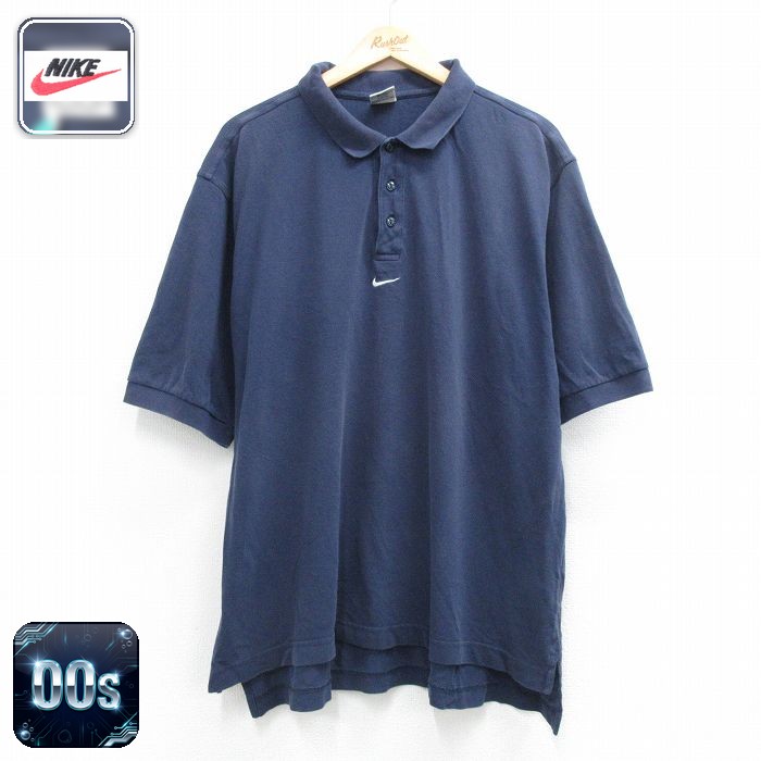 【20%OFF】ナイキ 00s 半袖ポロシャツ ワンポイントロゴ ネイビー メンズXL相当 | 古着