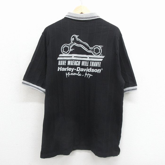 ハーレーダビッドソン 90s 半袖ポロシャツ バイク ブラック メンズXL相当 | 古着