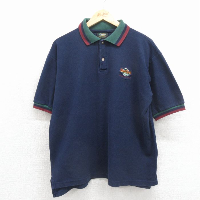 ハードロックカフェ 90s 半袖ポロシャツ ネイビー メンズXL相当 | 古着