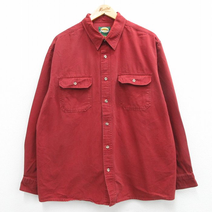 XL★古着 カベラス 長袖 シャツ メンズ 00年代 00s ダック地 大きいサイズ コットン エンジ 24feb02 中古 トップス